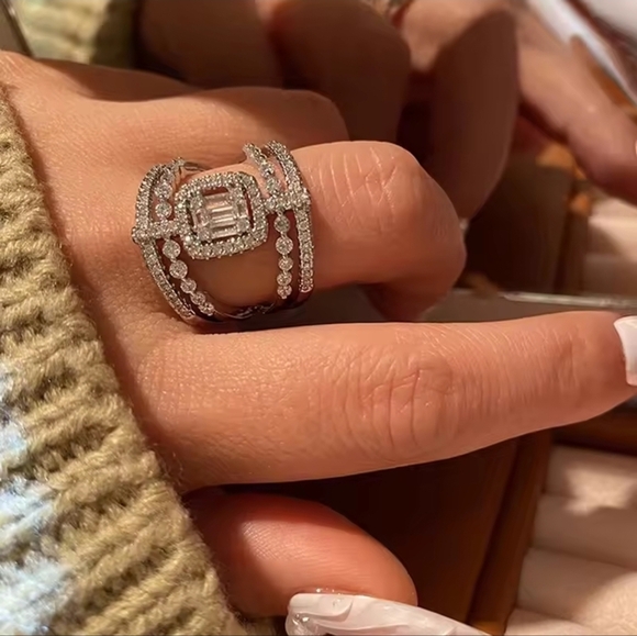 Anthropologie Jewelry - Silver and White Gemstone Ring Set